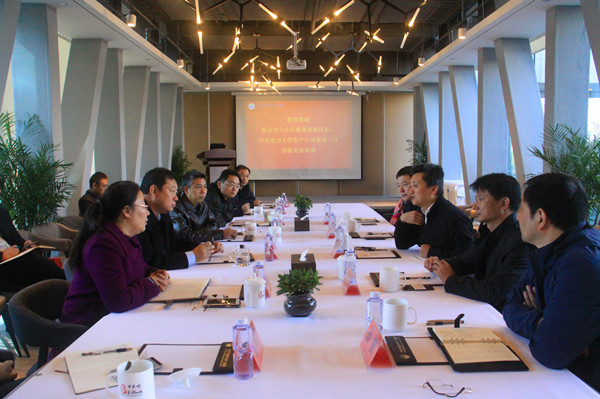 南京市六合區副區長施勇君、華北電力大學資產公司總經理助理胡鶴齡一行訪問百靈天地